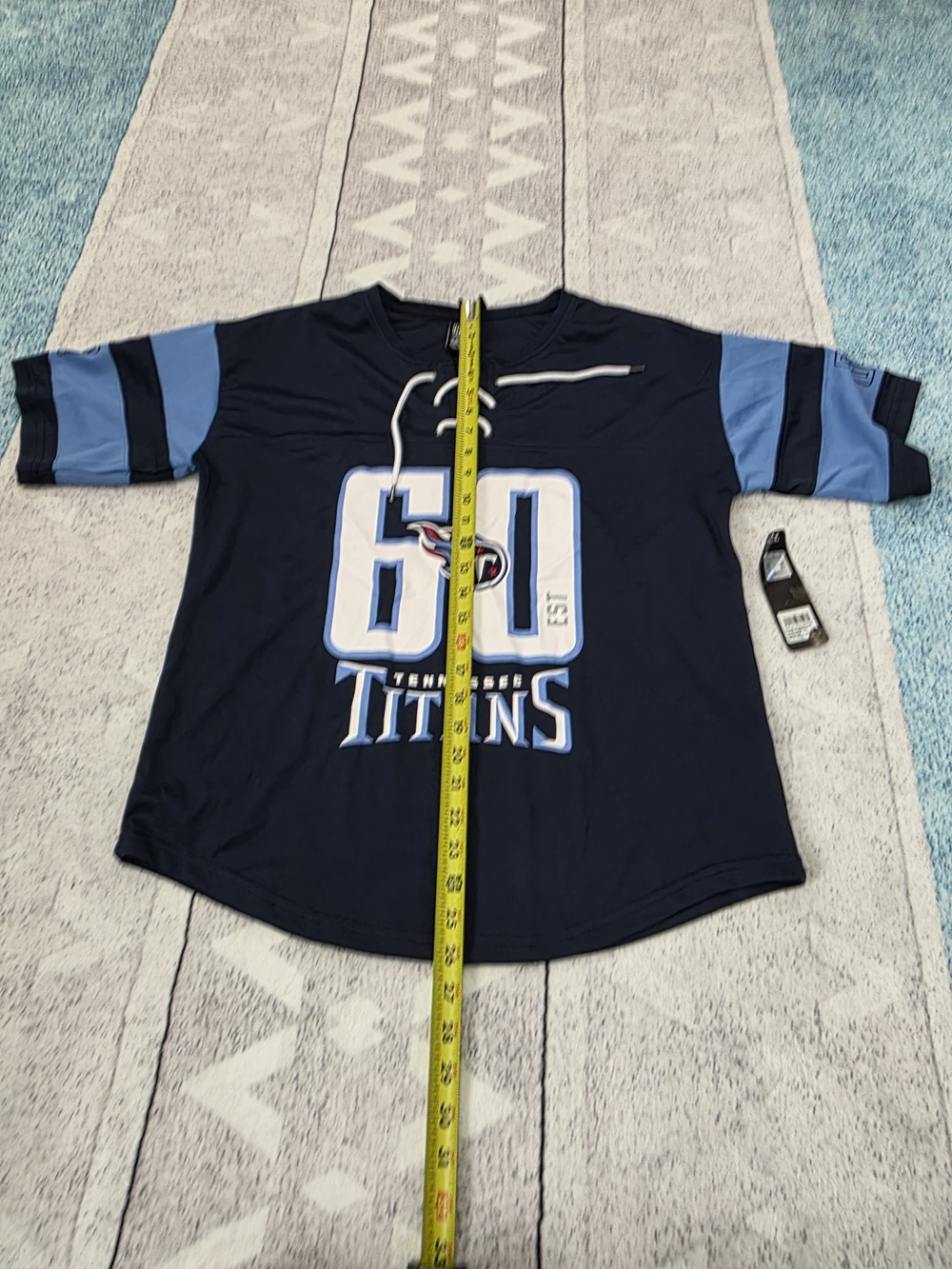 Women’s Navy and Light Blue Football Jersey Top - Tennessee Titans Inspired